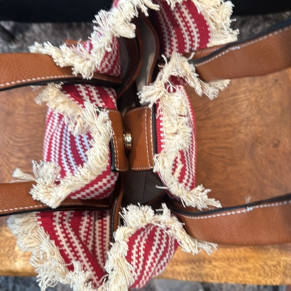 Clarks fringe striped leather and canvas tote - Picture 11 of 14